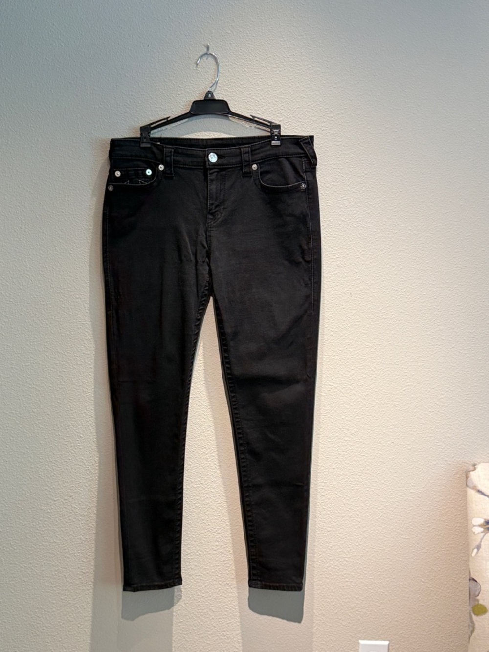 True Religion Women's Black Skinny Jeans with Classic Five-Pocket